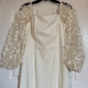 Eliza J Cream Dress with Elegant Detailing